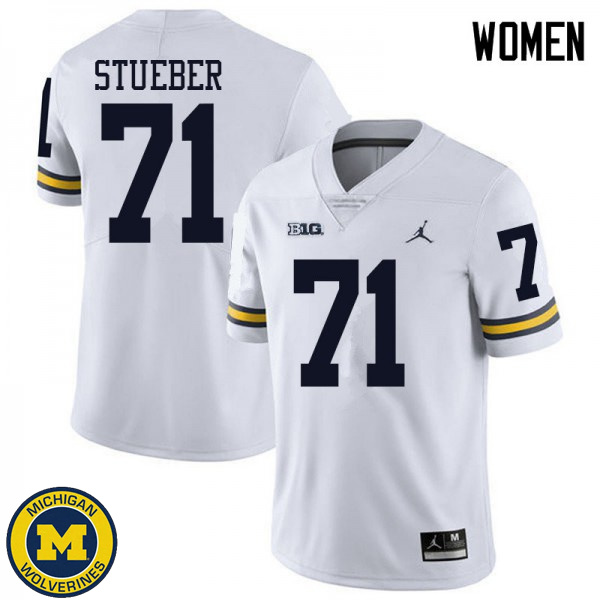 Womens University of Michigan #71 Andrew Stueber White Jordan Brand Alumni Jersey